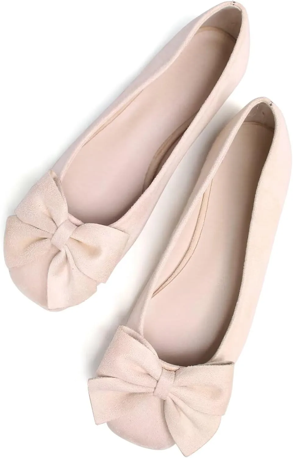 SAILING LU Women's Comfort Shoes Cute Bow-Knot Ballet Flats Faux Suede Solid Loafers