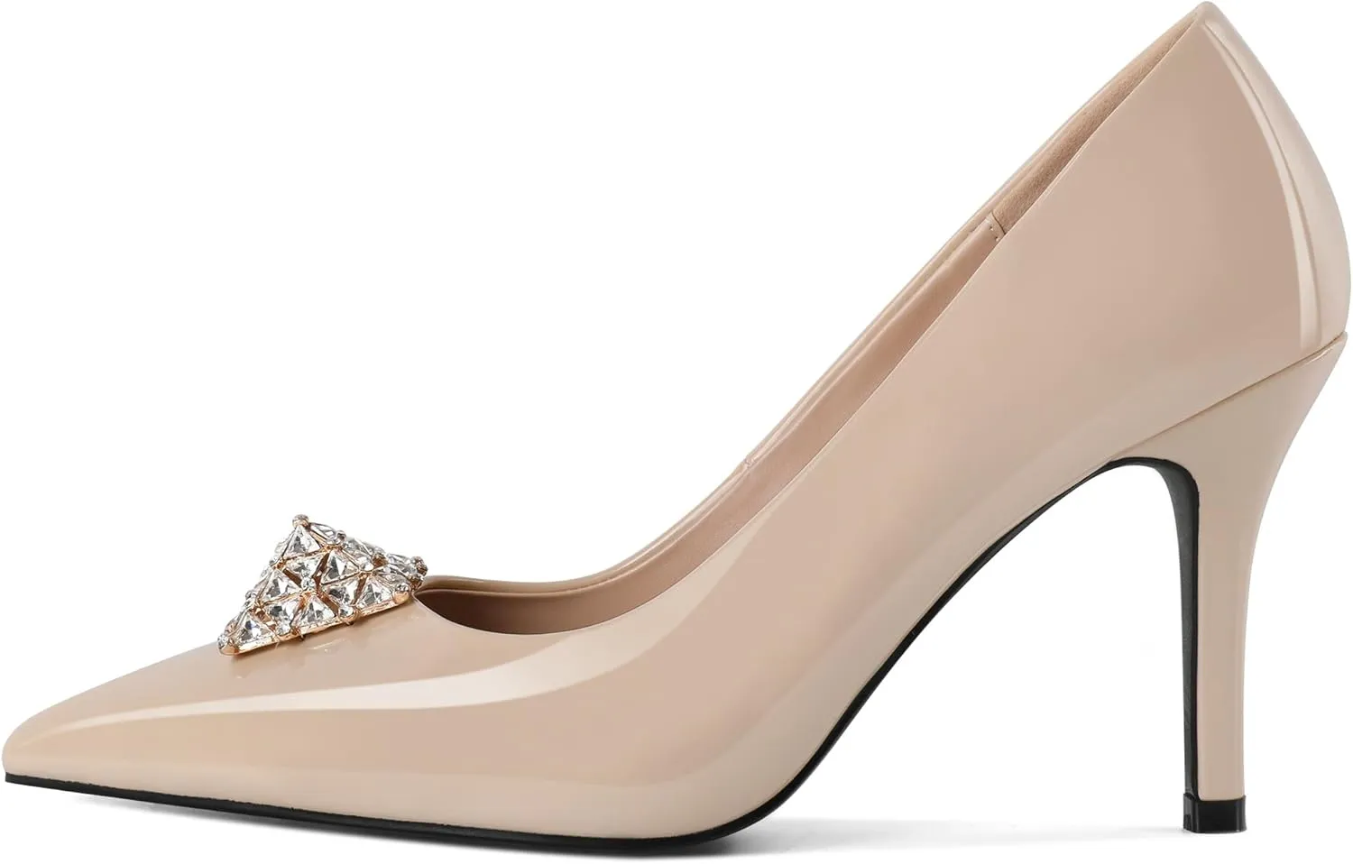 SAMMITOP Women's High Heels Pumps Closed Pointed Toe Stiletto 3.5 Inch Heels Rhinestone Pumps Dress Wedding Shoes