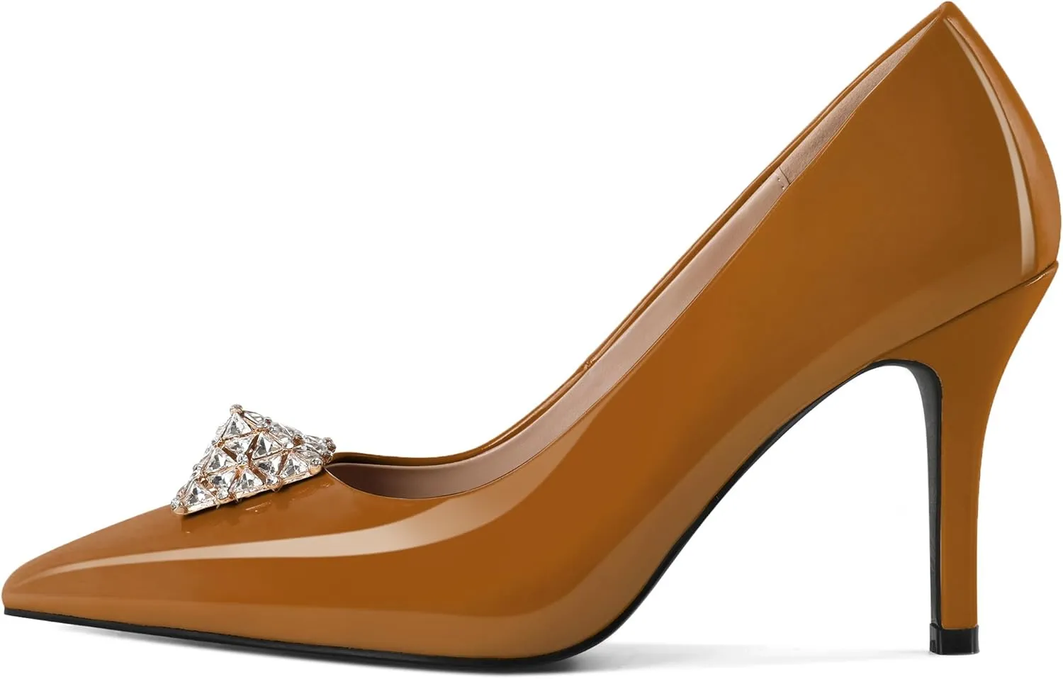 SAMMITOP Women's High Heels Pumps Closed Pointed Toe Stiletto 3.5 Inch Heels Rhinestone Pumps Dress Wedding Shoes