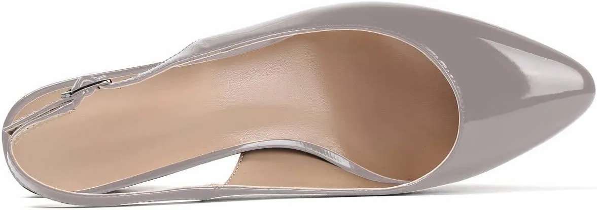 SAMMITOP Women's Mid-heel Slingback Sandals Almond Toe Block Heel Pumps Classic Dress Shoes
