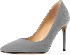 SAMMITOP Women's Pointed Toe High Heel Pumps 10cm Classic Stiletto Suede Shoes
