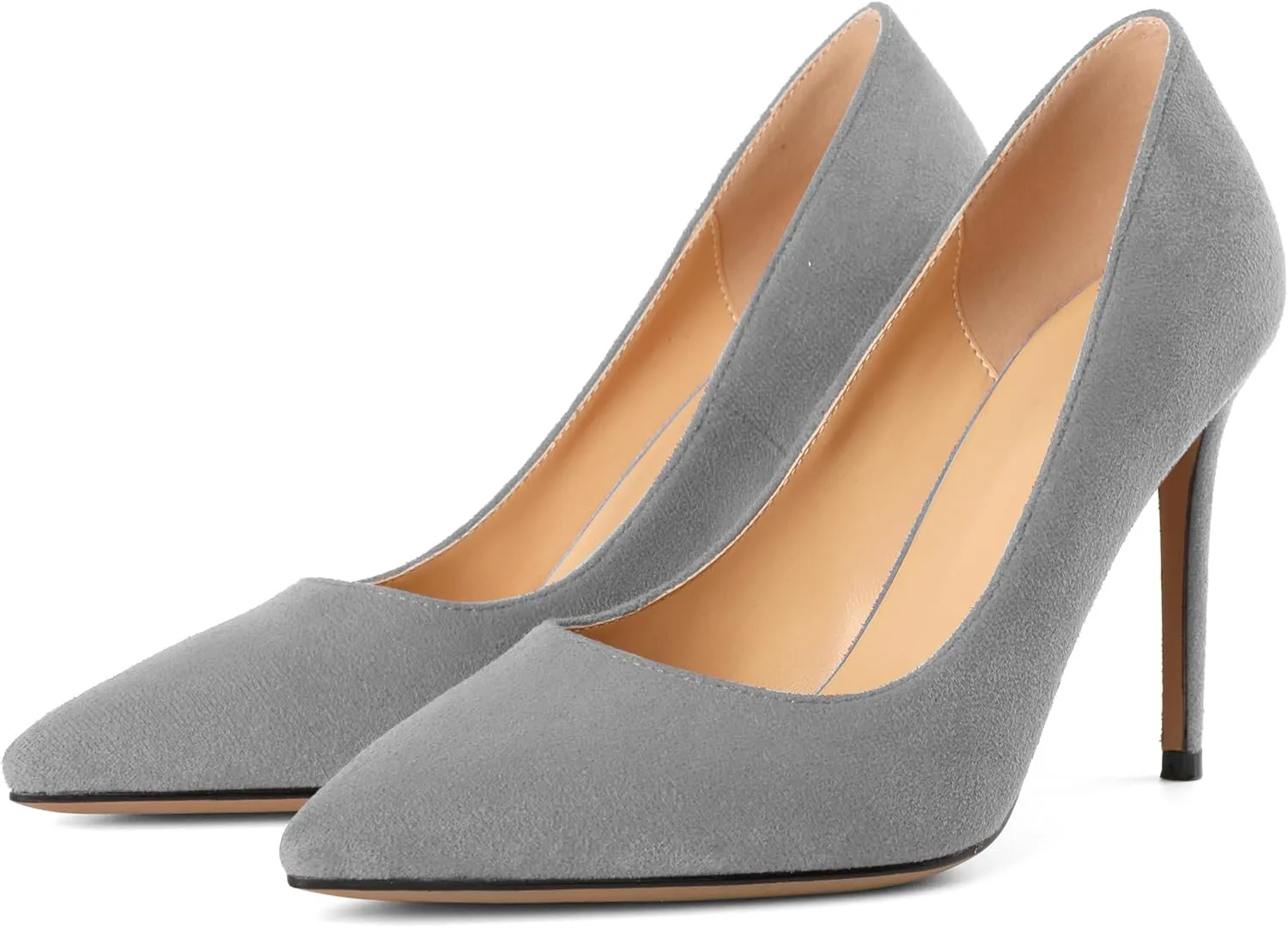SAMMITOP Women's Pointed Toe High Heel Pumps 10cm Classic Stiletto Suede Shoes