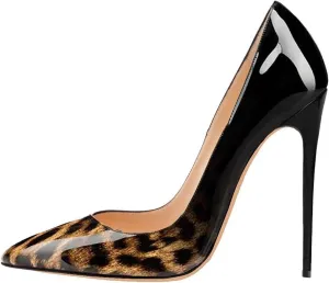 SAMMITOP Women's Pointed Toe High Heel Pumps 10cm Classic Stiletto Suede Shoes