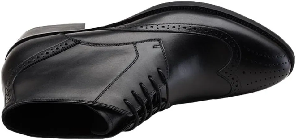 Santimon Mens Brogue Dress Boots Leather Wingtip Lace up Ankle Shoes