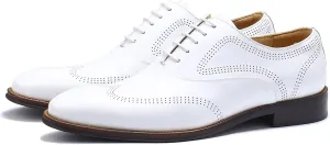 Santimon Mens Dress Shoes Business Formal Lace up Oxford Shoes for Men Ivory White