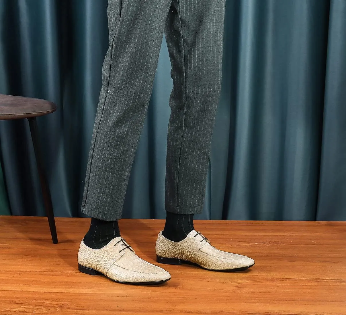 Santimon Mens Dress Shoes Modern Formal Lace up Oxford Shoes for Men Ivory