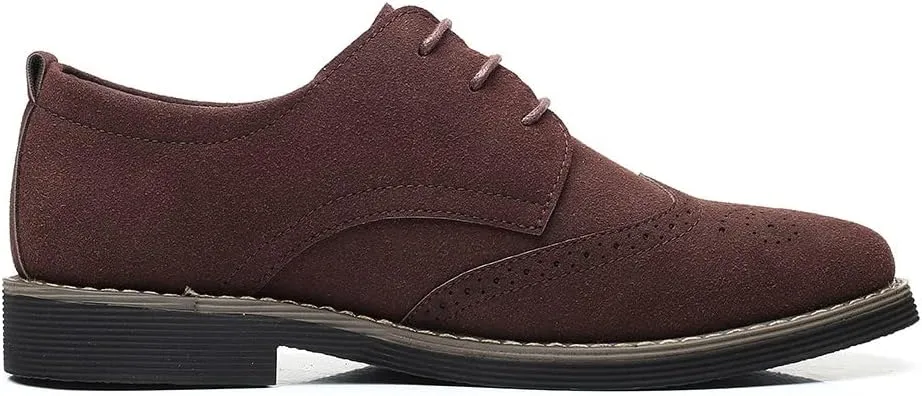 Santimon Mens Fashion Suede Leather Wingtip Oxfords Business Dress Casual Brogue Derby Shoes