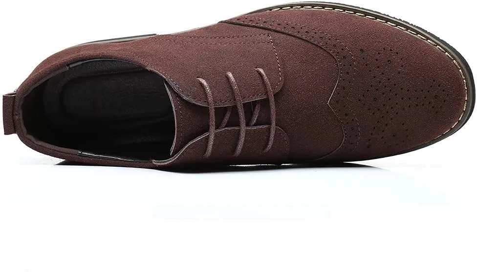Santimon Mens Fashion Suede Leather Wingtip Oxfords Business Dress Casual Brogue Derby Shoes