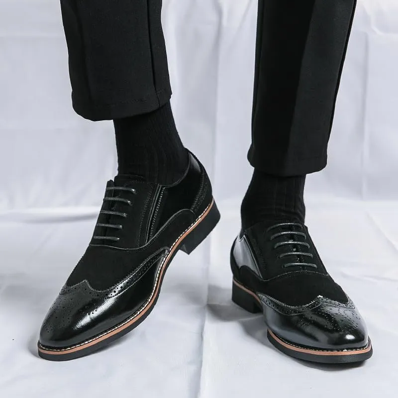 Santimon Men’s Leather Dress Shoes Classic Brogue Wingtip Oxford Formal Business Office Shoes for Men
