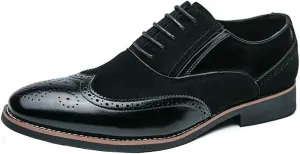 Santimon Men’s Leather Dress Shoes Classic Brogue Wingtip Oxford Formal Business Office Shoes for Men