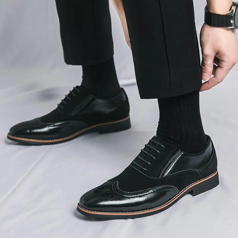 Santimon Men’s Leather Dress Shoes Classic Brogue Wingtip Oxford Formal Business Office Shoes for Men