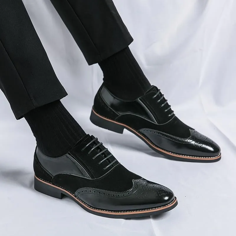 Santimon Men’s Leather Dress Shoes Classic Brogue Wingtip Oxford Formal Business Office Shoes for Men