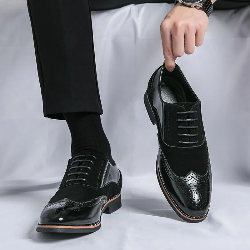 Santimon Men’s Leather Dress Shoes Classic Brogue Wingtip Oxford Formal Business Office Shoes for Men