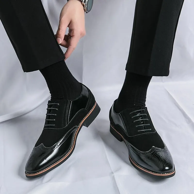 Santimon Men’s Leather Dress Shoes Classic Brogue Wingtip Oxford Formal Business Office Shoes for Men
