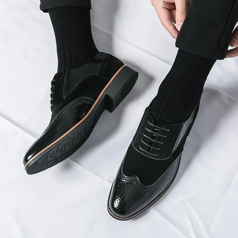 Santimon Men’s Leather Dress Shoes Classic Brogue Wingtip Oxford Formal Business Office Shoes for Men