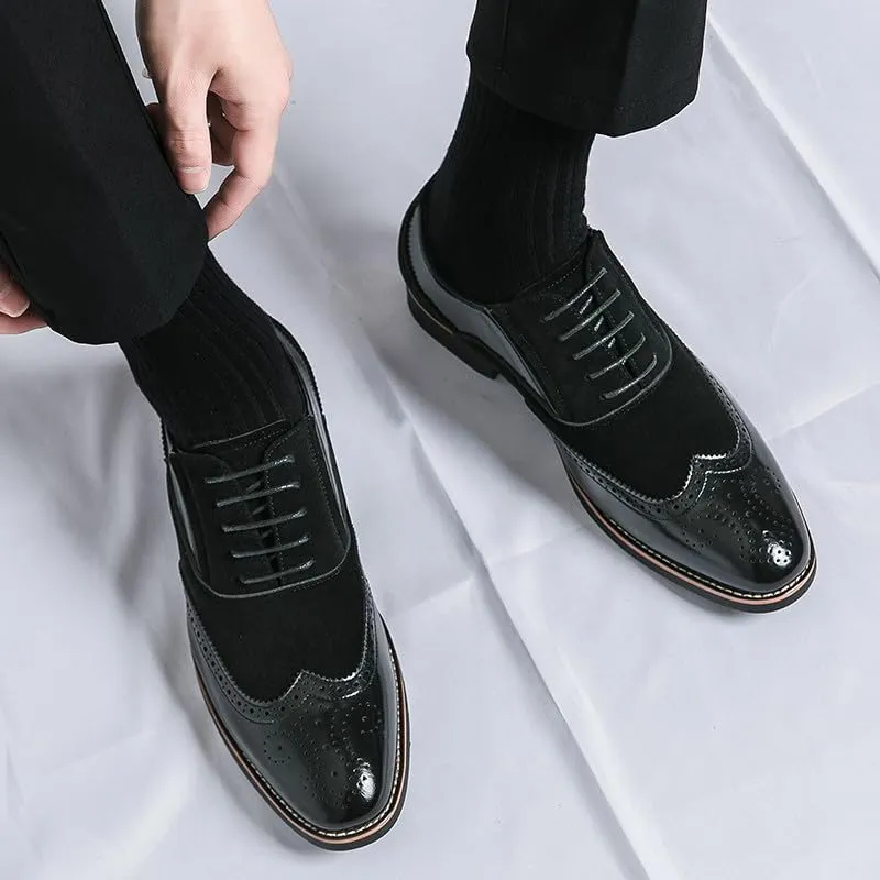 Santimon Men’s Leather Dress Shoes Classic Brogue Wingtip Oxford Formal Business Office Shoes for Men
