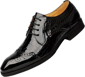 Santimon Men's Patent Leather Wingtip Brogue Oxford Shoes Dress Derby Prom Fashion Business Shoes