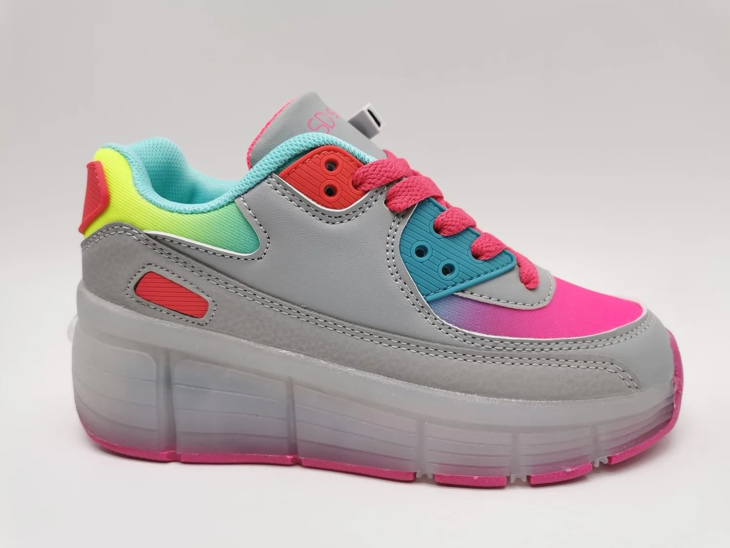SDSPEED 7 Colors LED Rechargeable Kids Roller Skate Shoes with Single Wheel Shoes Sport Sneaker