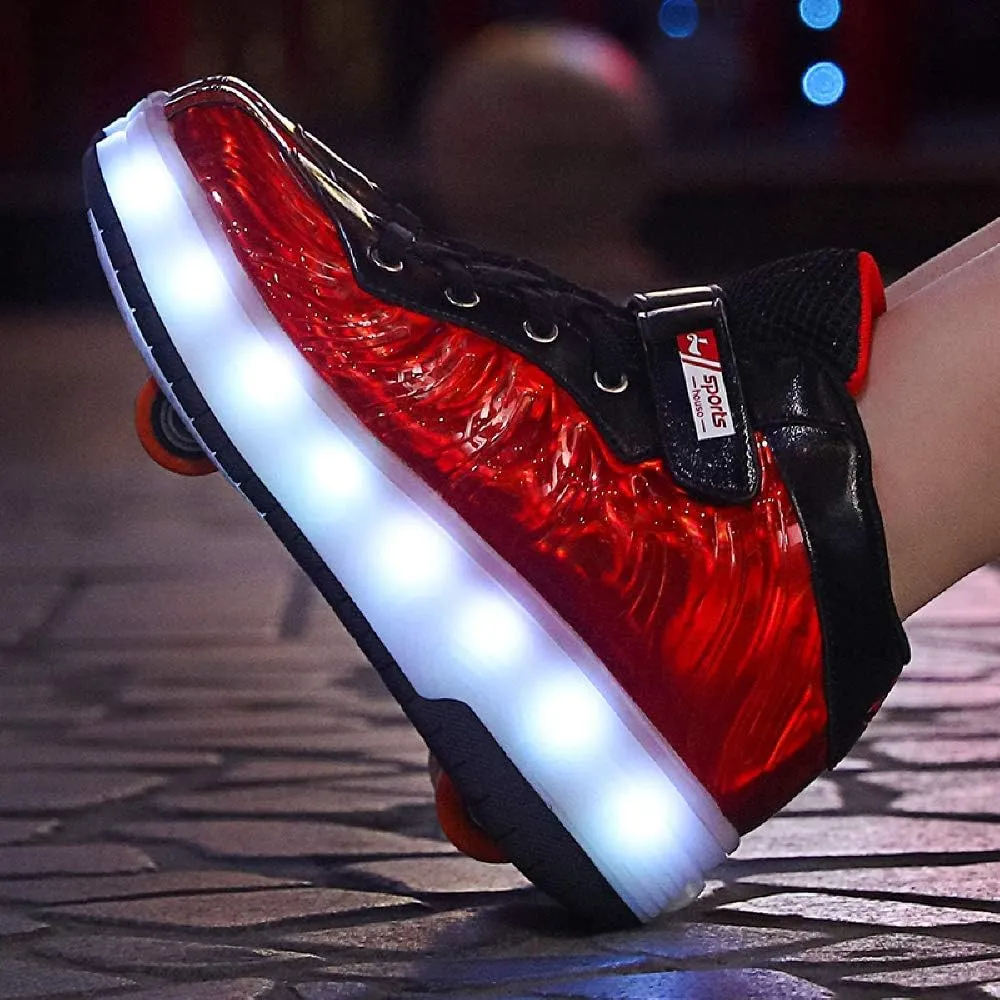 SDSPEED 7 Colors LED Rechargeable Kids Roller Skate Shoes with Single Wheel Shoes Sport Sneaker
