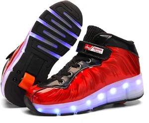 SDSPEED 7 Colors LED Rechargeable Kids Roller Skate Shoes with Single Wheel Shoes Sport Sneaker
