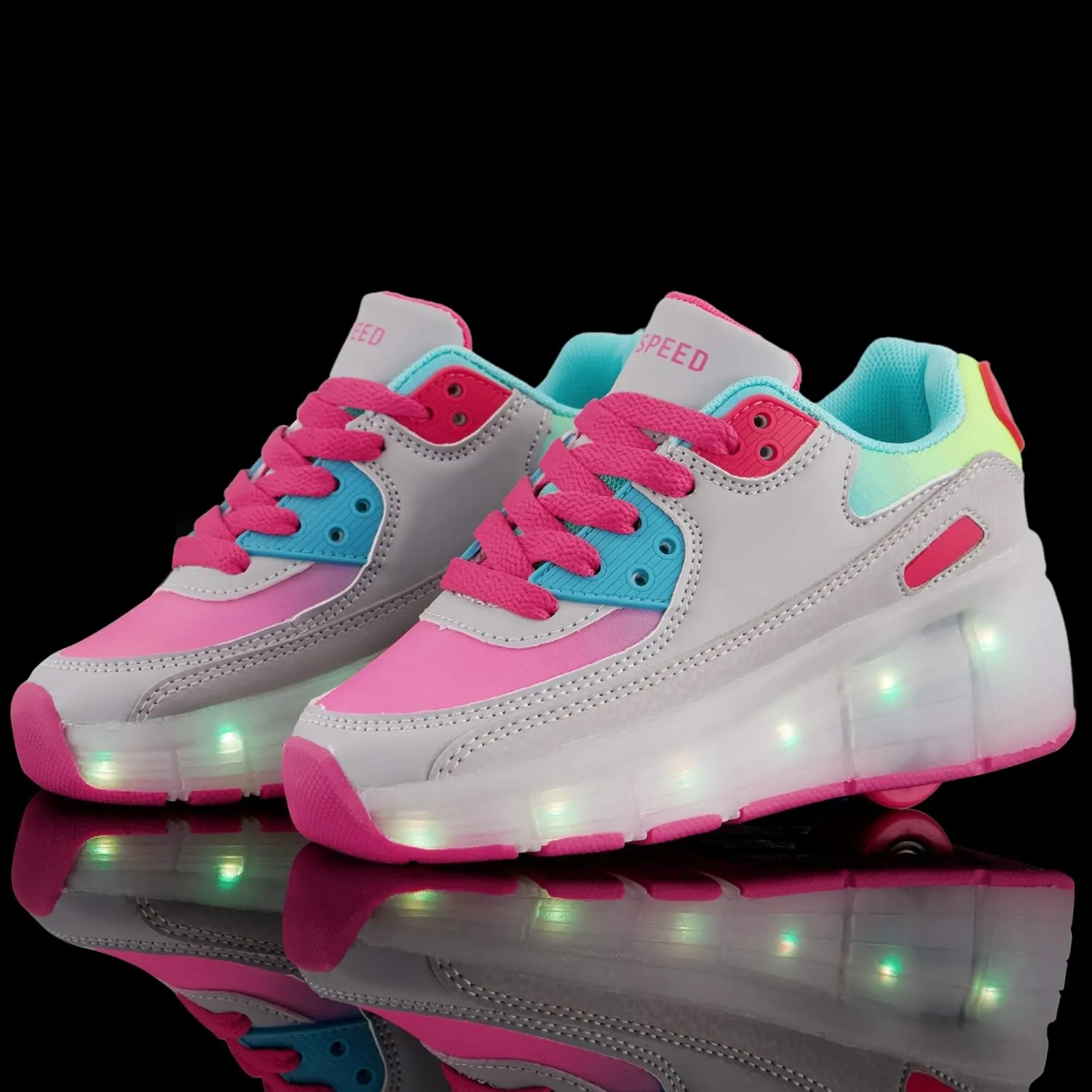 SDSPEED Kids Roller Skate Shoes with Single Wheel Shoes Sport Sneaker LED