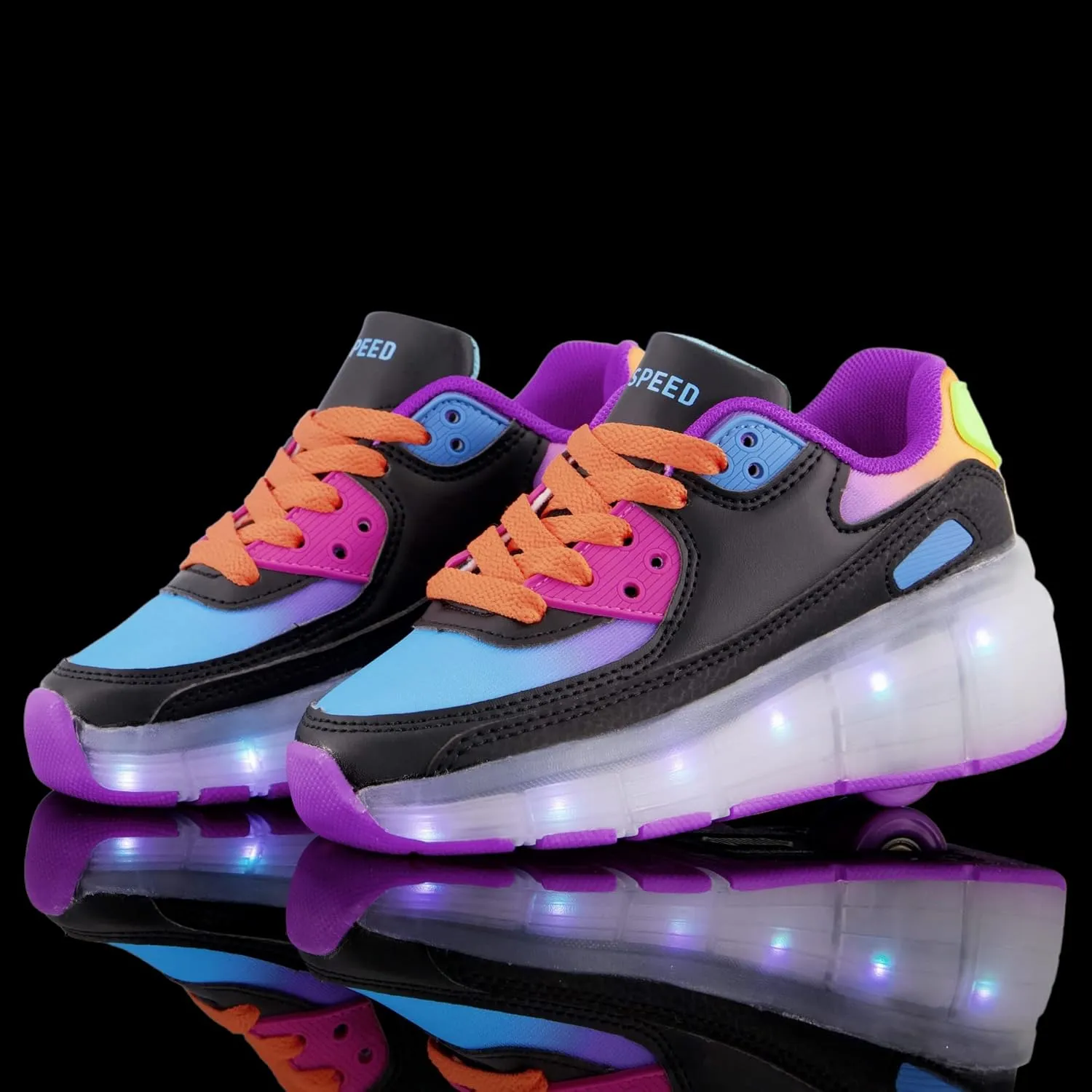 SDSPEED Kids Roller Skate Shoes with Single Wheel Shoes Sport Sneaker LED