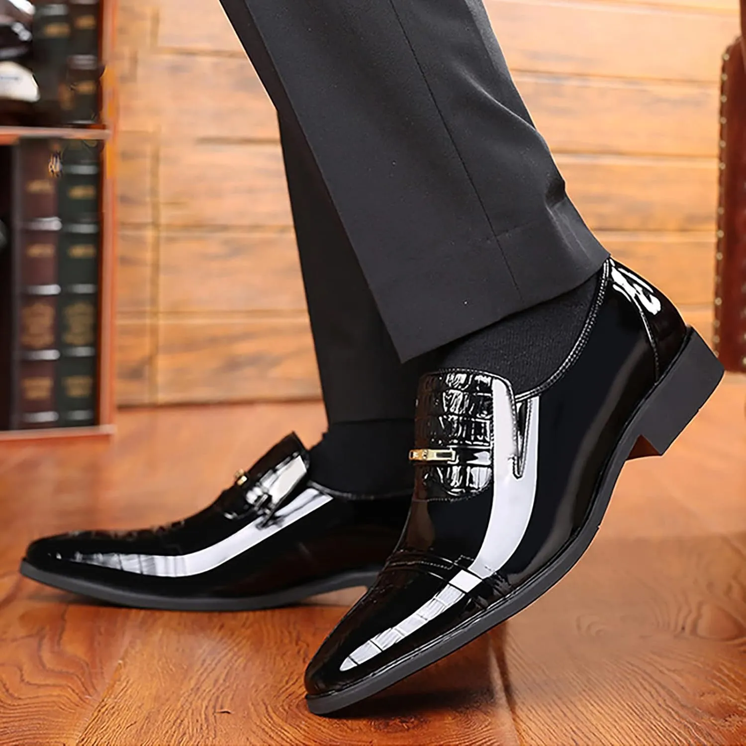 Semi Formal Dress Shoes for Men New Men's Lacquered Leather Upper British Mens Dress Shoes Oxfords Casual Retro