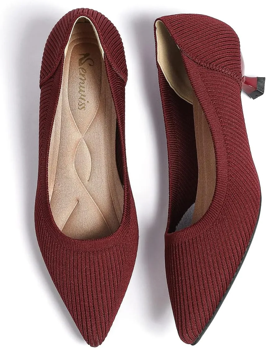 Semwiss Women's Low Heel Classic Pumps Pointed Toe Kitten Heels Shoes，Comfortable Casual Pumps for Women Dressy