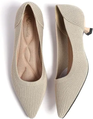 Semwiss Women's Low Heel Classic Pumps Pointed Toe Kitten Heels Shoes，Comfortable Casual Pumps for Women Dressy