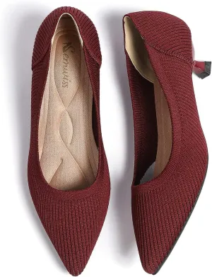 Semwiss Women's Low Heel Classic Pumps Pointed Toe Kitten Heels Shoes，Comfortable Casual Pumps for Women Dressy