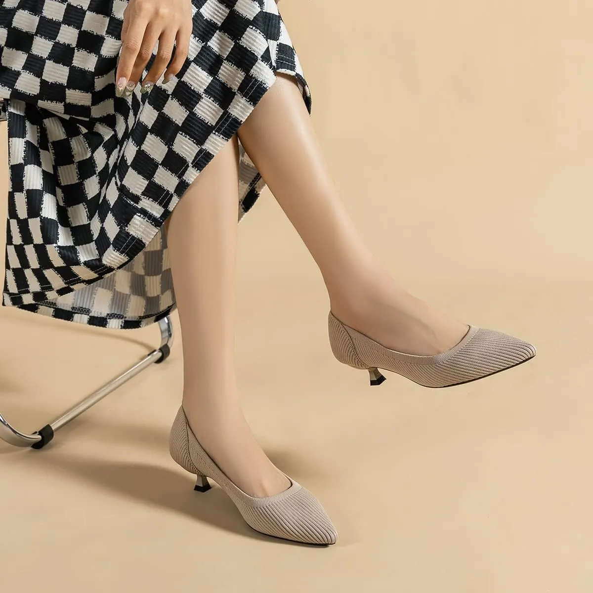 Semwiss Women's Low Heel Classic Pumps Pointed Toe Kitten Heels Shoes，Comfortable Casual Pumps for Women Dressy