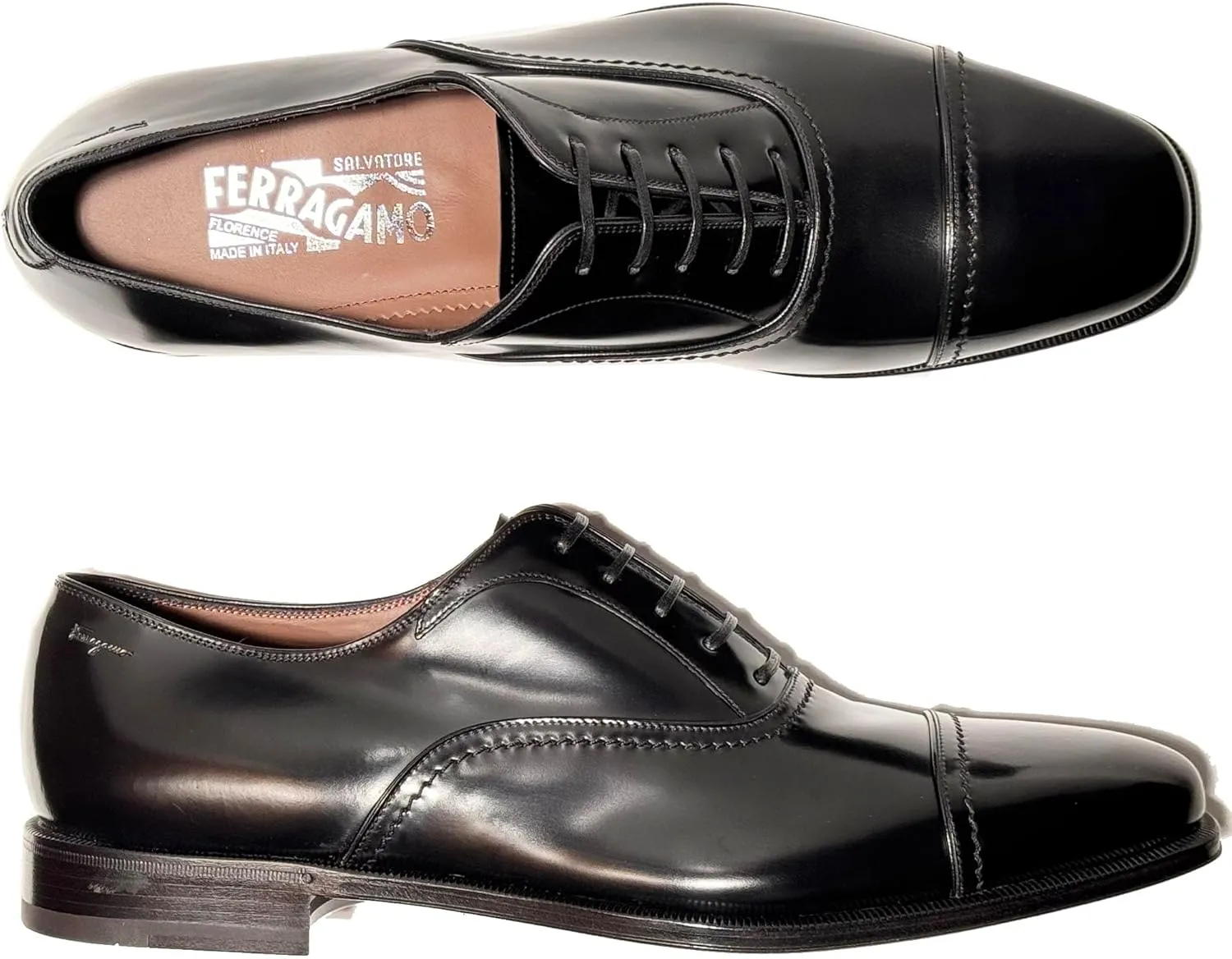 SEUL (D/Medium) Leather Cap Toe Welted Oxford Formal Men's Black Dress Shoes, Nero