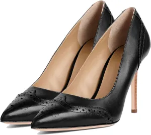 SHODENSE Women Pointed Toe Stiletto Heel Pumps Oxford Slip On High Heels Two Tone Perforated 4 inch Stiletto High Heels Pointy Closed Toe Dress Heels Wingtips Vintage Retro Sexy 4-11 M US