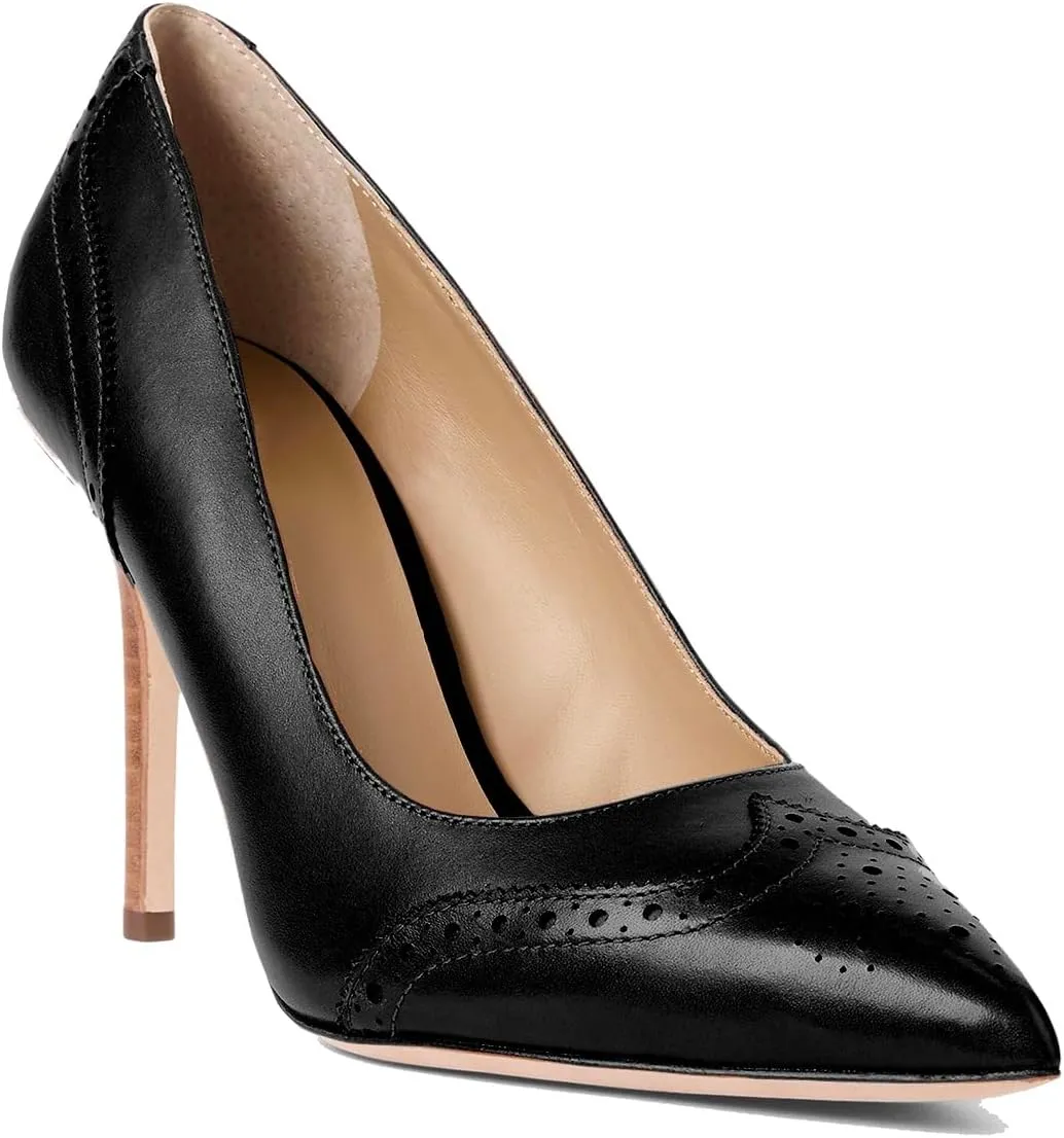 SHODENSE Women Pointed Toe Stiletto Heel Pumps Oxford Slip On High Heels Two Tone Perforated 4 inch Stiletto High Heels Pointy Closed Toe Dress Heels Wingtips Vintage Retro Sexy 4-11 M US