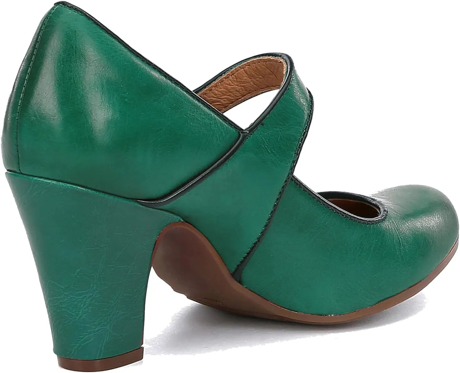 SHODENSE Women Vintage Chunky High Heel Mary Jane Shoes Round Closed Toe Ankle Strap Dress Sandals 3" Block Heels Mary Jane Lolita Pumps Two-Toned Patchwork Buckle Office Lady Wedding Retro 4-11 M US