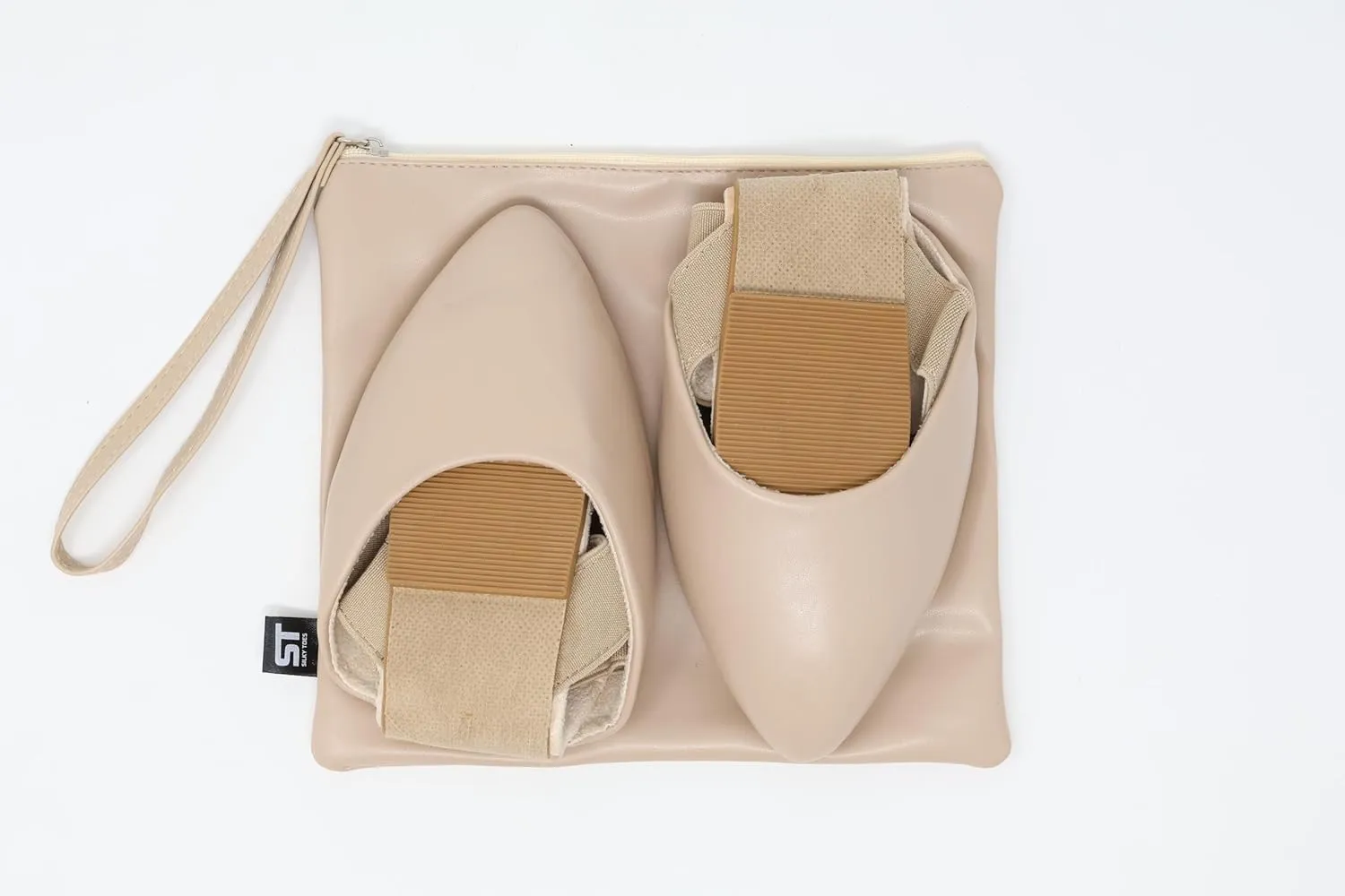 Silky Toes Foldable Flats for Women Dress Ankle Strap Shoes with Purse
