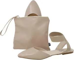 Silky Toes Foldable Flats for Women Dress Ankle Strap Shoes with Purse
