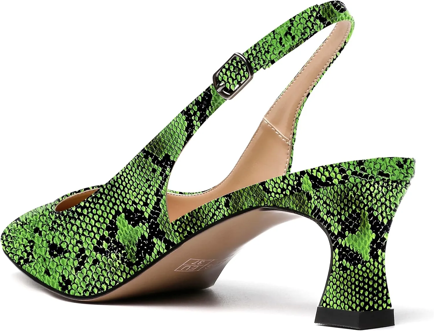 SKYSTERRY Women's Dress Evening Slingback Kitten Square Toe Office Patent Spool Low Heel Pumps Shoes 2 Inch