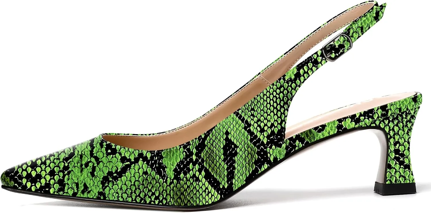 SKYSTERRY Women's Dress Evening Slingback Kitten Square Toe Office Patent Spool Low Heel Pumps Shoes 2 Inch