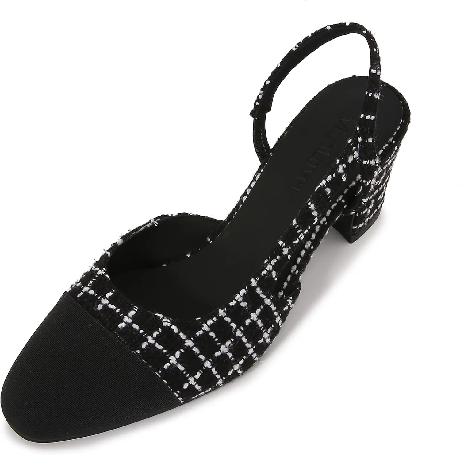 Slingback Pumps Women Chunky Heels Round Toe Two Tone Retro Splicing Office Shoes for Dress Party Wedding