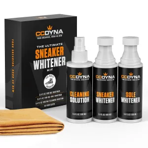 Sneaker Whitener Kit – All-in-One Shoe Whitening & Cleaning Set with Sneaker Paint, Sole Paint, Cleaner Solution & Hi-Tech Microfiber Cloth – Restores White Sneakers & Covers Scuffs