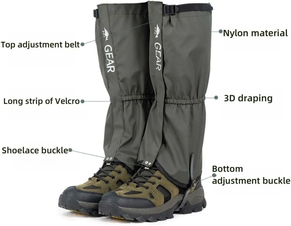 Snow Boot Gaiters,Leg Hiking Gaiters,Shoe Covers,Lightweight and Adjustable,Waterproof, Hiking, Walking, Hunting, Backpacking,Skiing, Mountaineering,etc.,for Men and Women