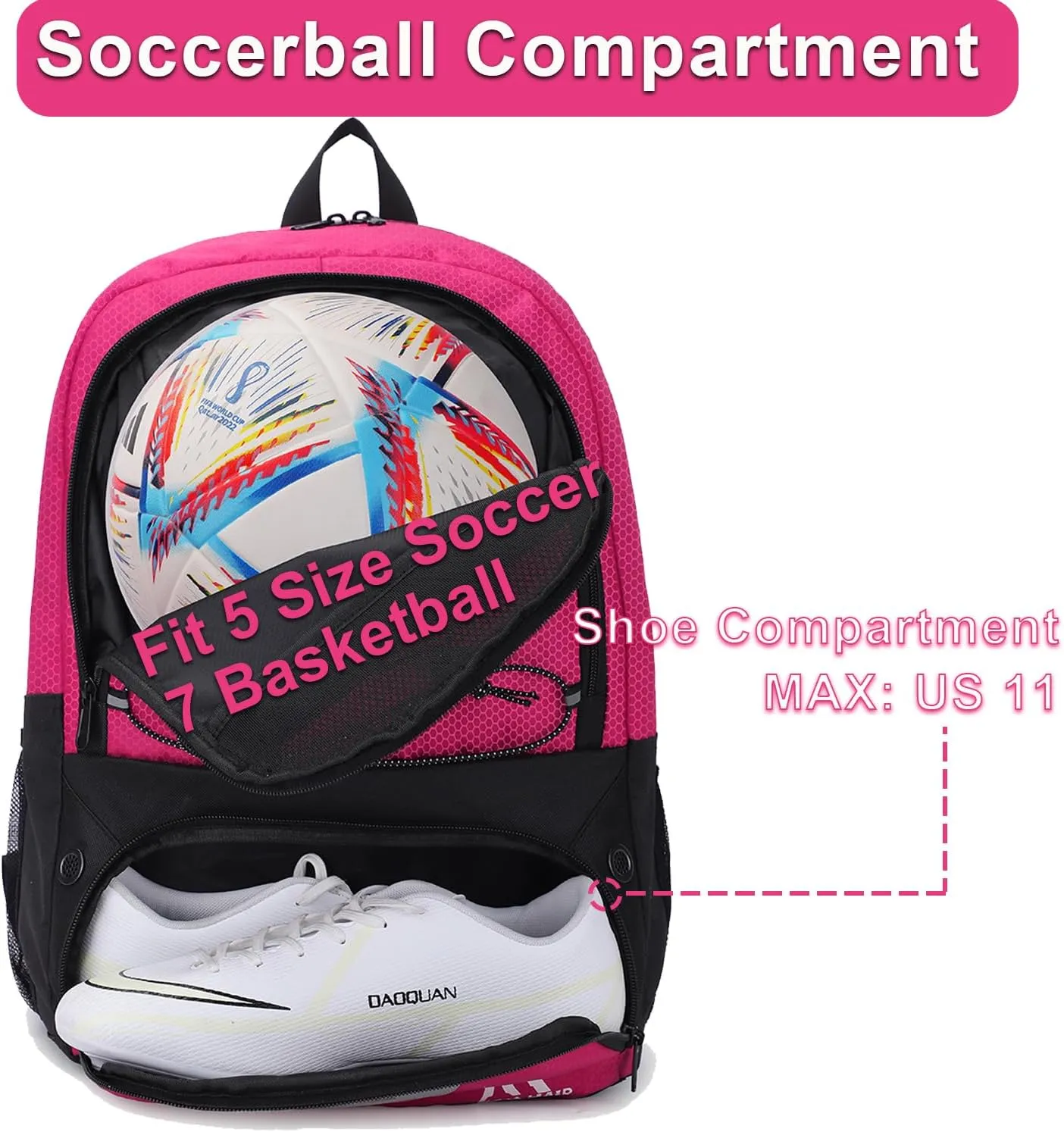Soccer Bag-Soccer Backpack&Backpack for&Football Volleyball& Basketball,with Ball Compartment and Training Package