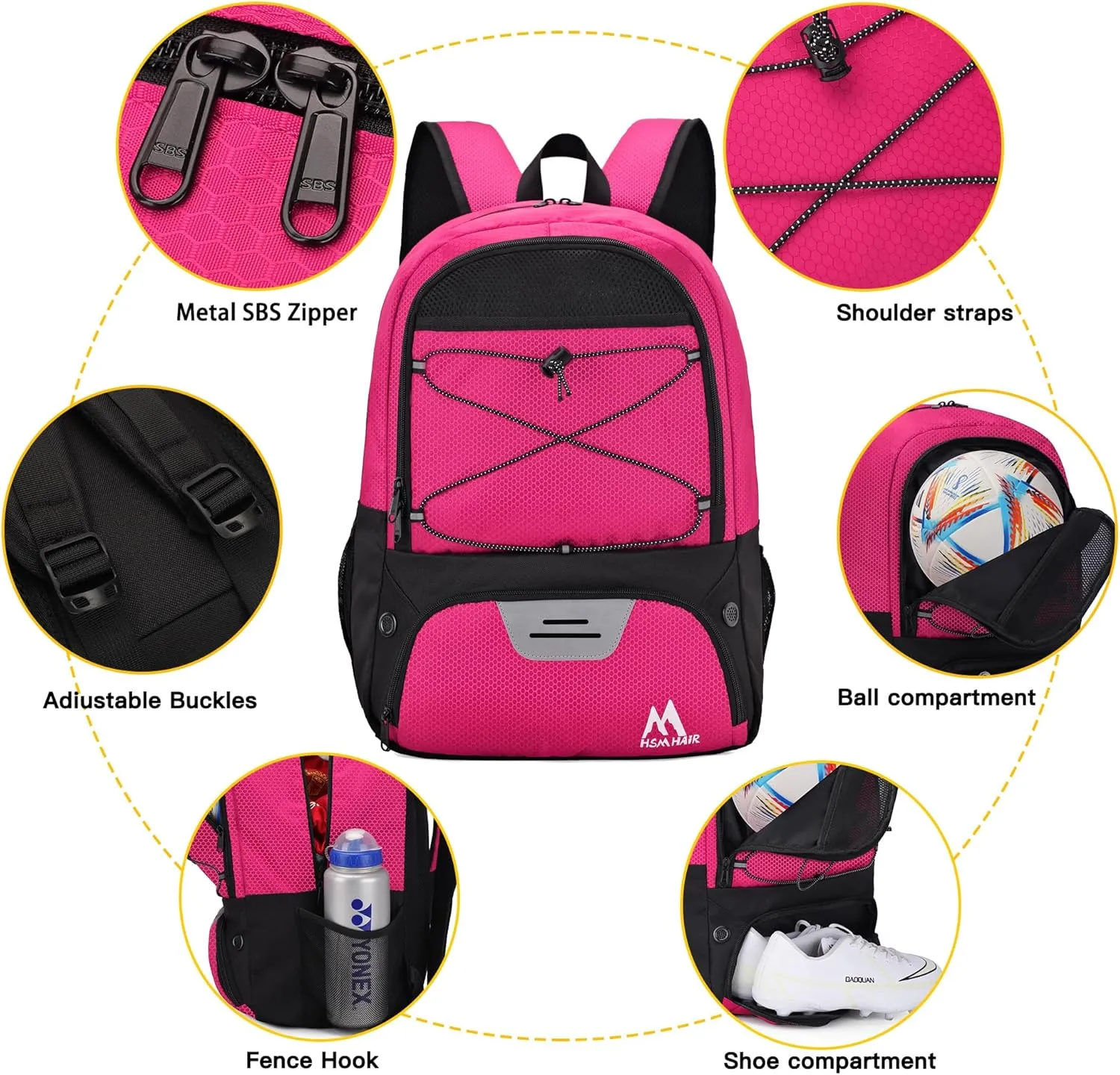 Soccer Bag-Soccer Backpack&Backpack for&Football Volleyball& Basketball,with Ball Compartment and Training Package