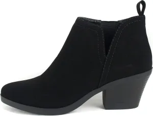 Soda ARMORY ~ ALMOND TOE STACK BLOCK HEEL V CUT SHAFT FASHION ANKLE BOOTIE W/ELASTIC GORE