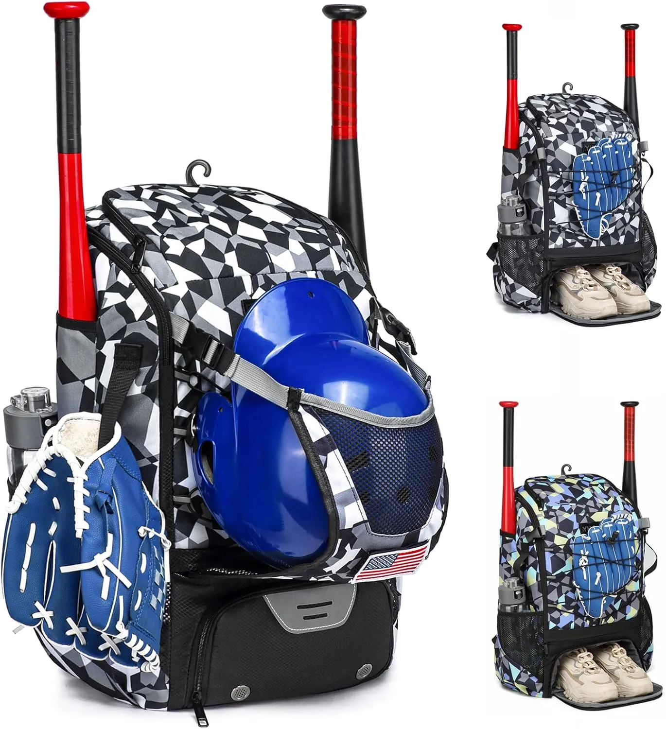 Softball Bag,Softball Bat Bag For Youth Adults,Baseball Bag with Fence Hook for TBall Bat & Equipment,Lightweight Baseball Bat Backpack with Shoe Compartment,Large Main Compartment for Helmet