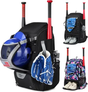 Softball Bag,Softball Bat Bag For Youth Adults,Baseball Bag with Fence Hook for TBall Bat & Equipment,Lightweight Baseball Bat Backpack with Shoe Compartment,Large Main Compartment for Helmet