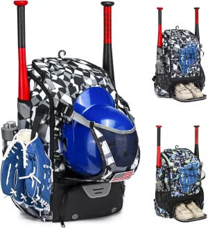 Softball Bag,Softball Bat Bag For Youth Adults,Baseball Bag with Fence Hook for TBall Bat & Equipment,Lightweight Baseball Bat Backpack with Shoe Compartment,Large Main Compartment for Helmet