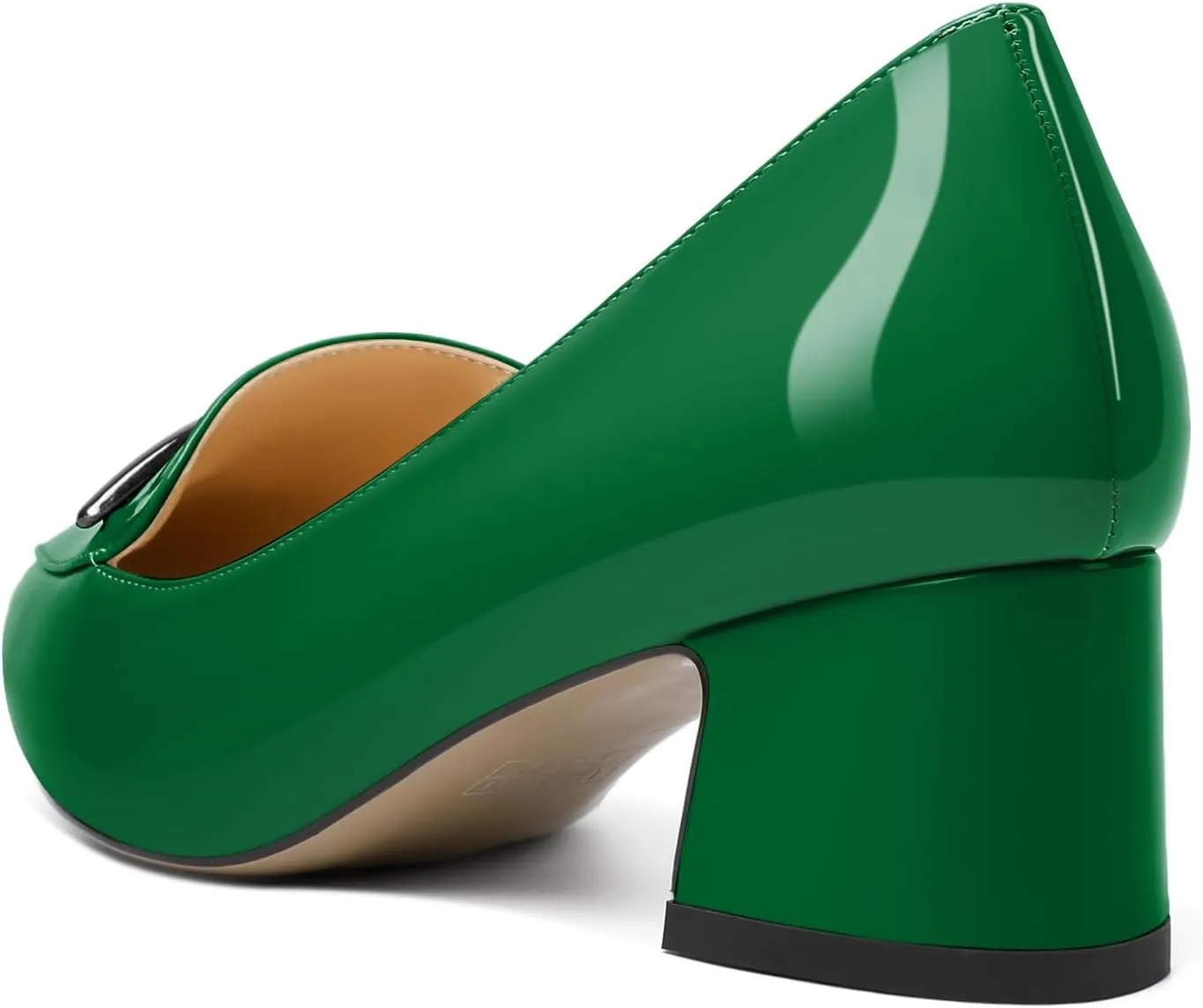 Soireelady Womens Block Heel Low Chunky Heels, Pointed Toe Loafer Heels Slip On Dress Shoes 2 Inches