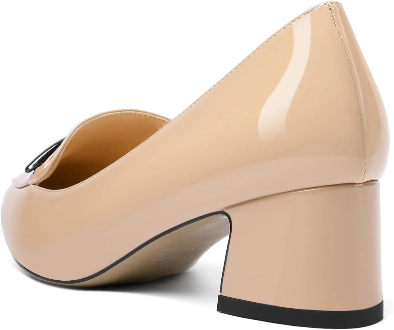Soireelady Womens Block Heel Low Chunky Heels, Pointed Toe Loafer Heels Slip On Dress Shoes 2 Inches